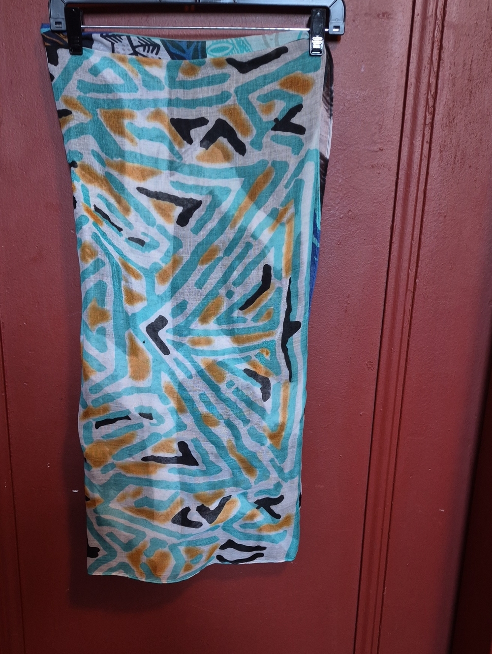 D & Y Scarf Turquoise and Multi Color Printed Women's Scarf Size 55X55"